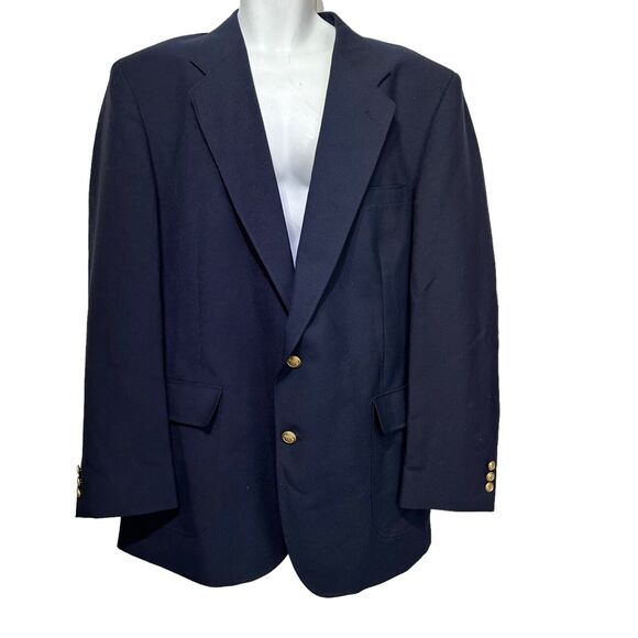 david taylor navy blue gold button blazer sport coat Size 44L - Picture 1 of 9